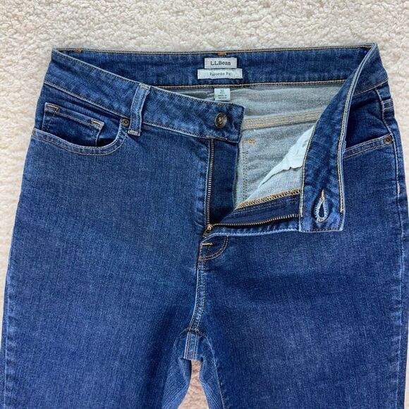 L.L.Bean Favorite Fit Jens Womens 10 Straight Leg Cuffed Hem Ankle Pockets Denim - Picture 6 of 12